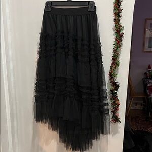 Elegant Black Layered Women's Skirt